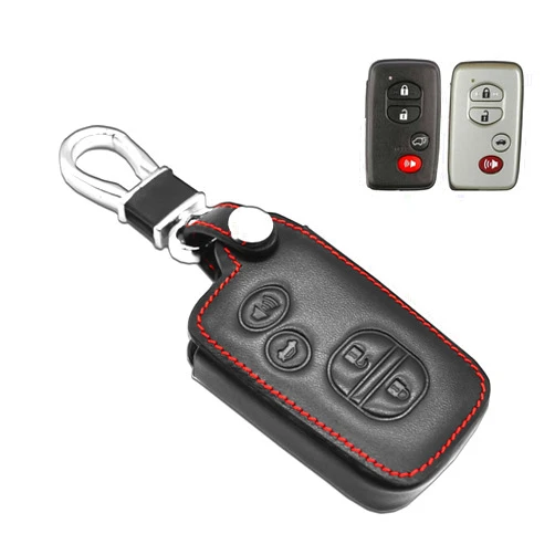 MECHCOS Compatible with Toyota 86 Avalon Camry Corolla Highlander Prius Venza RAV4 Sequoia Prius Plug-in Key Fob Cover Case Leather Protector Shell Key Chain Holder