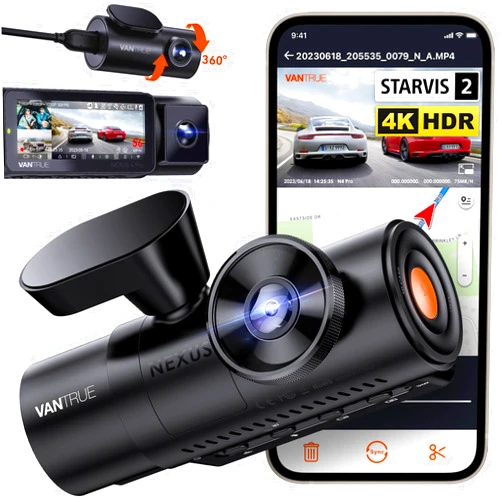 Vantrue N4 Pro 3 Channel 4K WiFi Dash Cam, STARVIS 2 IMX678 Night Vision, 4K+1080P+1080P Front Inside and Rear Triple Car Camera, Voice Control, GPS, 4K HDR, 24 Hours Parking Mode, Support 512GB Max