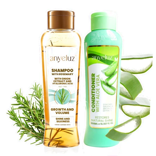ANYELUZ Rosemary Shampoo and Aloe Conditioner Set, Volume and Hydration for your Hair, with Hyaluronic, Argan Oil and Rosemary, Moisturizes and Enhances Shine