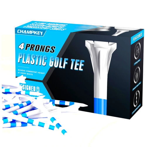 CHAMPKEY 4 Prongs Plastic Golf Tees 150 Pack Pure Version - 3 Line Marking System Golf Plastic Tees - Lower Friction and Longer Distance Golf Tees