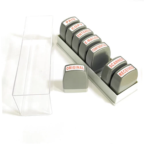 WAFJAMF Office Stamp Set 8Pcs Self-inking Rubber Business Stamp - Red Ink