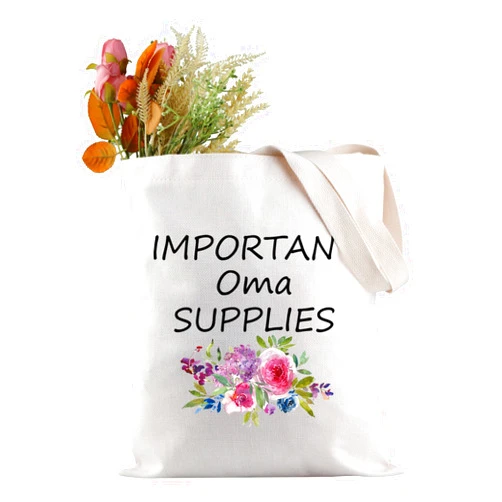 JXGZSO Important O-ma Supplies Tote Bag Grandma Birthday Gift Travel Gift Canvas Tote Bag