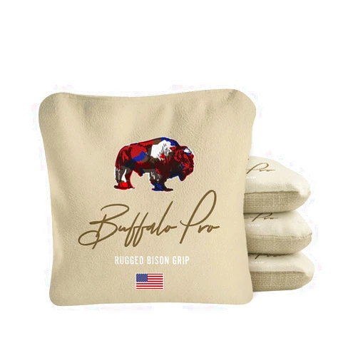 ACA American Cornhole Association ACA Professional Cornhole Bags Dual Sided Synergy Pro Regulation 6x6 Set of 4 Tan Buffalo