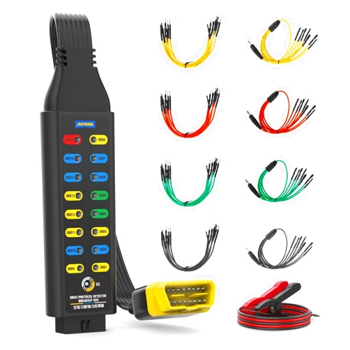 AUTOOL OBD2 Breakout Box OBDII Protocol Detector for Monitoring Signals of Communication/Power/Grounds, 16-Pin CAN Breakout Box, 4mm Banana Jack with Multi-Function Jumper