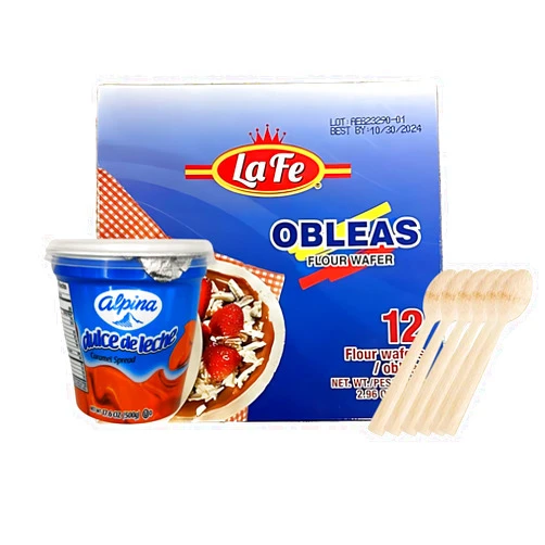 Sixpaw-cks Dulce de Leche by Alpina | Arequipe Alpina | Indulgent Caramel Sauce | with obleas La Fe - Plus Bonus 6 SIXPAW-CKS spreadable spoons