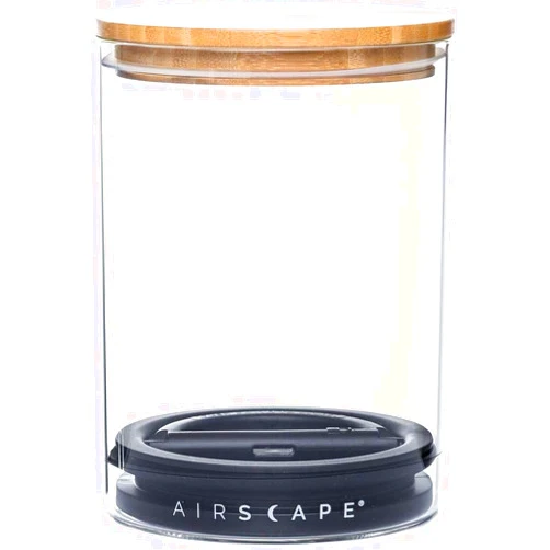 AirScape Glass Food Storage Canister - Glass Storage With Patented Airless Inner Lid & Bamboo Top Lid - Preserves Food Freshness (Medium 7-Inch)