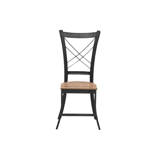 REZ Furniture Irlanda Chair Set of 2, Design in Wood and Metal Structure, Industrial Style, Usable Spaces: Dining Rooms, Kitchens, and Living Rooms. 17.5 D x 16 W x 40.5 H inch