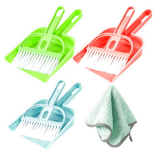 Lamoutor 3 Pack Mini Hand Broom and Dustpan Set Small Dust Pans with Brush Set Cleaning Tool for Desk, Car and Animal Waste Mixed color