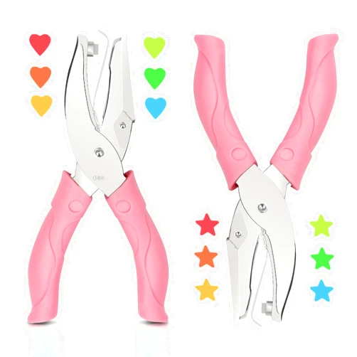 AHIER 2 Pieces Heart and Star Handheld Hole Paper Punch Metal Single Hole Paper Punch Punchers with Soft-Handled Tags for Clothing Ticket DIY Craft Tags Scrapbook Tool, 1/4 inch
