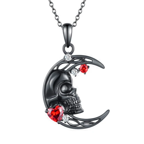 SVODEA Gothic Necklace 925 Sterling Silver Skull/Skeleton Necklace Gothic Jewelry Gifts for Women