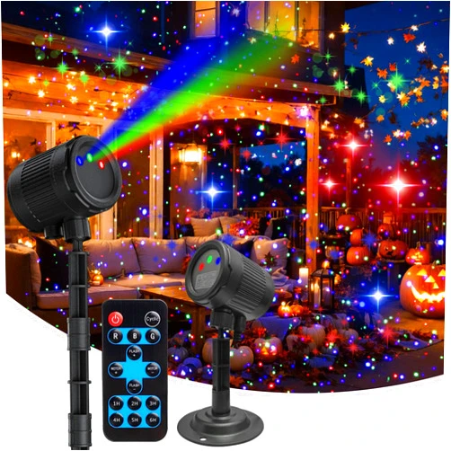 Smarich Indoor Outdoor RGB Laser Light Show Projector, Christmas/Halloween Projection Light Decoration, Upgraded Cooling Fan, Moving RGB Firefly Star Color Motion for Garden/Home/Party(16.5ft Thicken Cable)