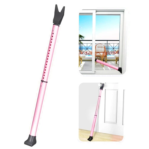 AceMining Upgraded Door Security Bar & Sliding Patio Bar, Heavy Duty Stoppers Adjustable Jammer for Home, Apartment, Travel (1 Pack,Pink)