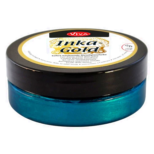 Viva Decor Inka Gold Gilding Wax2.3 oz (Petrol) - Easily Applicable, Wax-Based Metallic Polishing Paste. Quick-Drying Metal Shine, High Gloss Effects for DIY. Decor Paste for Wood, Clay & Terracotta