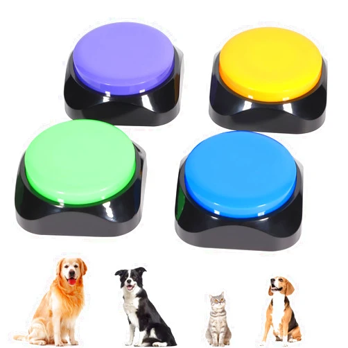 Unalace Dog Button Pet Training Buzzer,60 Second Recording and Playback,4 Color Recording Button,Funny Gift for Study Office Home,Pet Communication Tool,4 Color Packs Interactive Toy