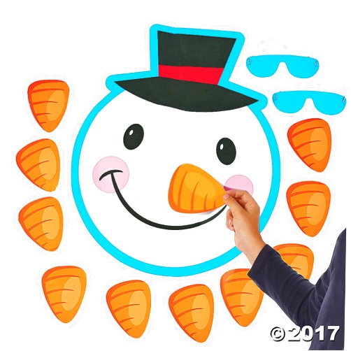 OTC Pin The Nose on The Snowman Christmas Holiday Party Game with Blindfold & Instructions