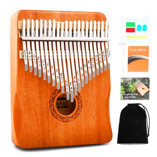 YUNDIE Kalimba Thumb Piano,YUNDIE Portable 21 Keys Mbira Finger Piano with Tune Hammer and Study Instruction,Musical Instruments Gift for Kid Adult Beginners Professional(Brown)