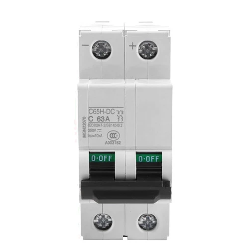 Walfront 2P 250V Low Voltage DC Miniature Circuit Breaker for PV System, Grid System, DIN Rail Mount, Breaker DC Circuit Amp Solar Double Pole(63A)
