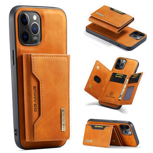 MEOORHE Unique Creative Multi-Function Magnetic Detachable Wallet Stand PU Phone Case for iPhone Plus Pro Max 15 Bumper Skin-Friendly Retro Back Cover