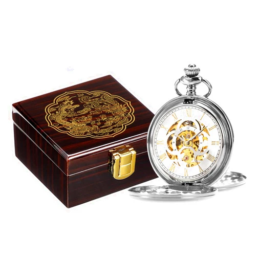ManChDa Mechanical Pocket Watch for Men Vintage Pocket Watch with Chain Smooth Face