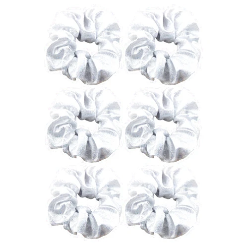 OTYOU 6 Pack Glitter Rich Tones Cheer Hair Scrunchies Metallic Scrunchy Bobbles Elastic Hair Bands Ties Christmas Hair Accessories Fashion Wrist Band for Women Girls Dance Recital,Birthday Shirt,Themed Party Festivals Pony Tails and Buns (White)