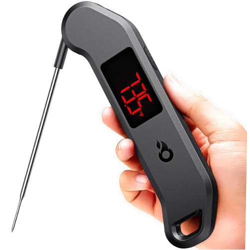 ThermoMaven Professional Meat Thermometer Digital, 1 Sec Instant Read, NIST Certified Accurate to ±0.5℉, Ultra Bright LED Screen, 100% Waterproof, Auto-Rotate, BBQ/Smoker/Candy, Valentines Gift, Black
