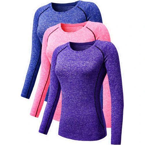 NELEUS Women's 3 Pack Compression Shirts Long Sleeve Yoga Athletic Running T Shirt