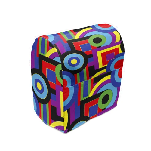Lunarable Groovy Stand Mixer Cover, Abstract Composition with Geometric Forms and Funky Colors Psychedelic Retro Pattern, Kitchen Appliance Organizer Bag Cover with a Pocket, 6-8 Quarts, Multicolor