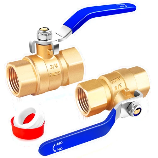 Boltigen 3/4 inch Forged Brass Ball Valve, 2Pack Heavy Duty Full Port Shut Off Valve with Double Female NPT Threaded, 600 WOG Long Handle Metal Plumbing Full Bore Control Valve Pipe Connector Fitting