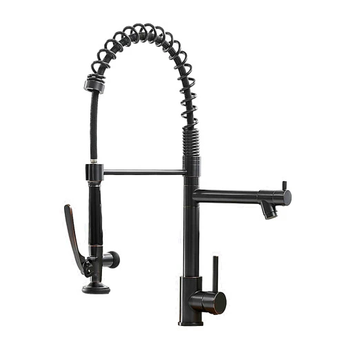 Fapully Commercial Pull Down Kitchen Sink Faucet with Sprayer Oil Rubber Bronze