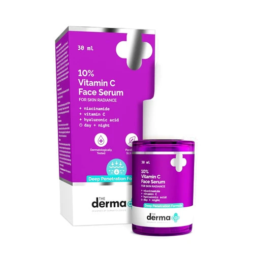 The Derma Co 10% Vitamin C Face Serum | Helps Restore Natural Glow | Tightens Pores & Hydrates Dry, Dull Skin | Radiance Serum for All Skin Types | 1.01 Fl Oz/30ml