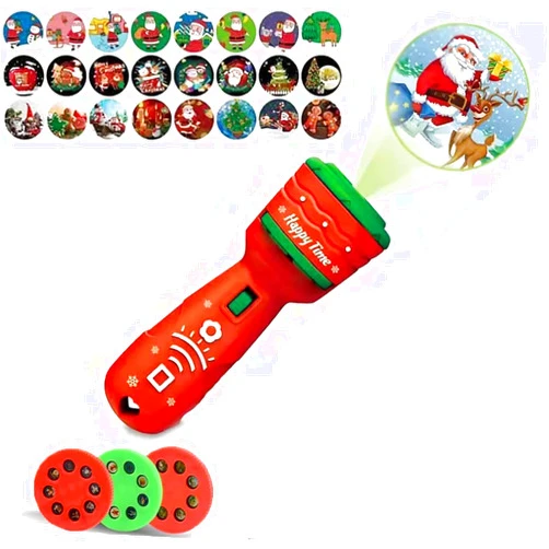 UEEJIIDY Christmas Flashlight Projector, 24 Patterns Santa Christmas Tree Flashlight Projector, Bedtime Cognition Fun Torch，Christmas Gift Home Birthday Party Light.