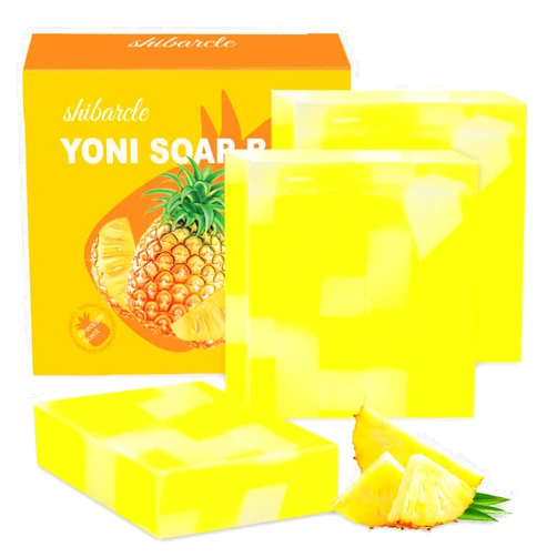 Shibarcle 3 PCS Yoni Soap Bar, Organic Yoni Bar Soap Yoni Wash Feminine Wash for Women Ph Balance, Natural Deodorant Vaginal Body Bath Soap Body Wash Pineapple Handmade feminine soap