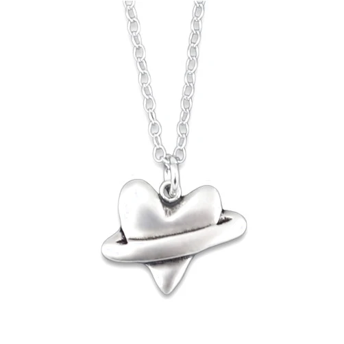 Mark Poulin Sterling Silver Planet Heart Necklace on 16
