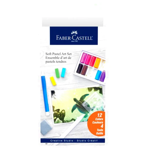 Faber-Castell Soft Pastels Art Set - Art Projects for Adults, Arts and Crafts for Beginners, 12 Soft Pastels and Art Supplies