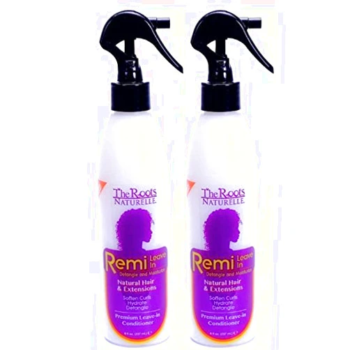 The Roots Naturelle Remi Leave In Conditioner Twin Pack. Hydrates, Detangles, Softens and Moisturizes. Contains Olive Oil, Shea Butter, Coconut Oil and Aloe Vera