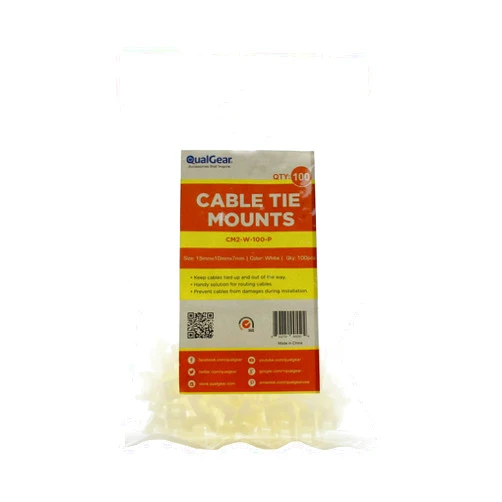 QualGear CM2-W-100-P Cable Tie Mount, White