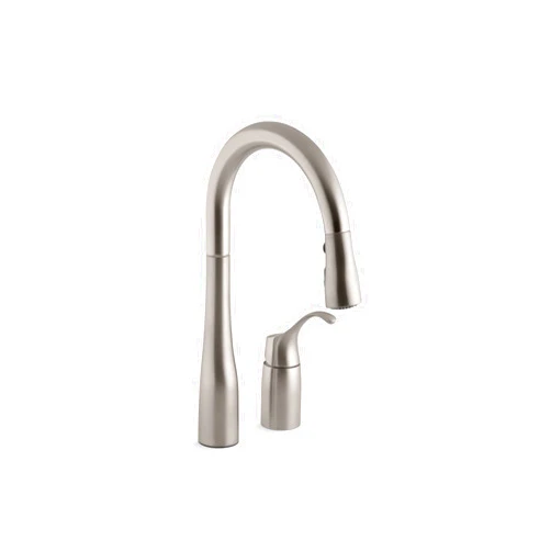 KOHLER 649-VS Simplice Pull-Down Bar Sink Faucet, Prep Sink Faucet, Kitchen Sink Faucet with Pull Down Sprayer, Vibrant Stainless