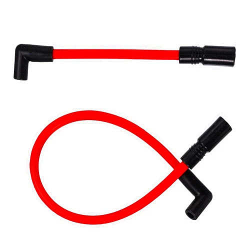 Aocies 2 Pcs 10.4mm 10mm Motorcycle Spark Plug Wire Kit Replacement for Harley H-D FLT FLHT FLHR FLTR 2009-2015, Thickness 10mm Spark Plug Wires Red Silicone