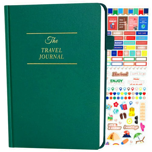 Lankaiva Travel Journal for Women & Men - Budget Travel Planner Notebook for 6 Trips Organizer- Travel Scrapbook to Record Memories and Adventures - Gifts for People Who Travel, Green