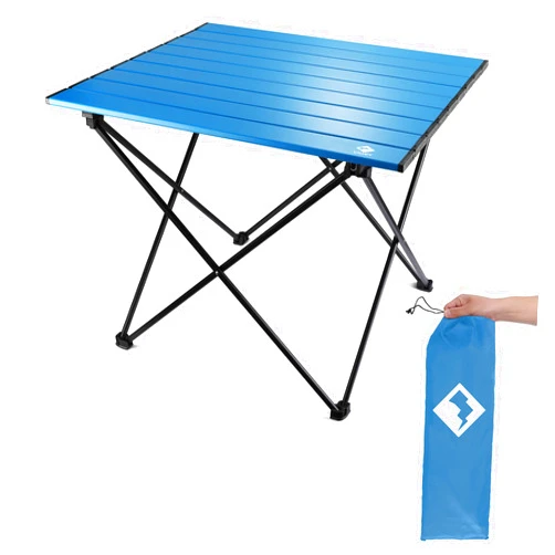 VILLEY Portable Camping Side Table, Ultralight Aluminum Folding Beach Table with Carry Bag for Outdoor Cooking, Picnic, Camp, Boat, Travel