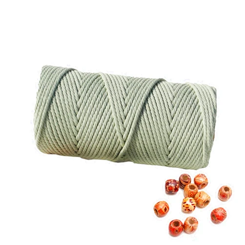 Loving Basso Macrame Cord 4mm 100m Cotton Rope 1 Pack Sage Green,Natural Cotton Rope for Colorful Macrame Hand Knitting, 4 Strands Twist Cotton Rope Macrame 4mm for Handmade Colored Wall Hanging Weaving Tapestry
