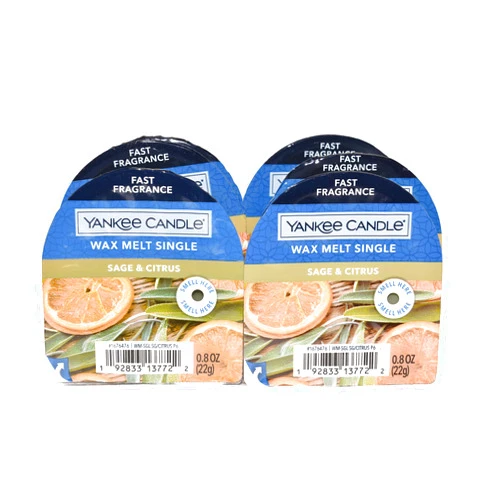 Yankee Candle Lot of 6 Sage & Citrus Scented Wax Melt Singles Fast Fragrance