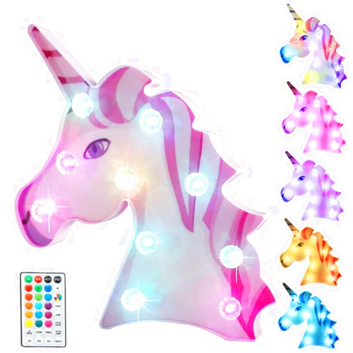 LitHome Color Changing Unicorn LED Light with Remote, Decorative Unicorn Night Light, RGB 16 Colors Marquee Signs Rainbow Unicorn Battery Operated for Boys Girls Bedroom Party Decoration Christmas Gift