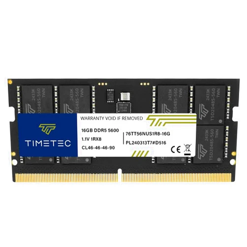 Timetec 16GB DDR5 5600MHz PC5-44800 Unbuffered Non-ECC 1.1V CL46 1Rx8 Single Rank 262Pin SODIMM Laptop Memory RAM Module Upgrade