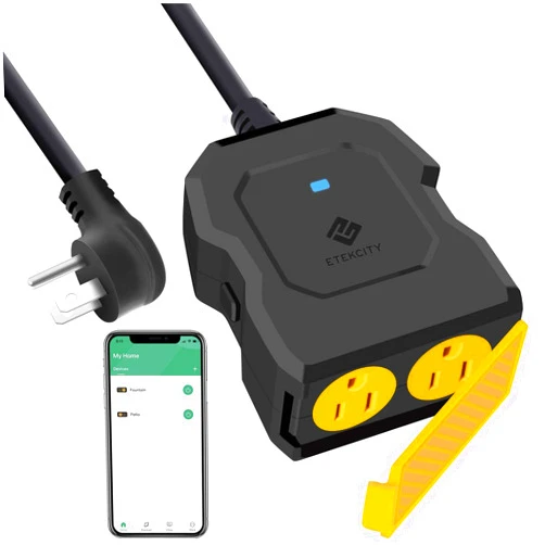 Etekcity Outdoor Smart Plug, Home WiFi Outlet with 2 Sockets for Lights, Timer Function & Energy Monitoring, Works with Alexa & Google Home, Wireless Remote Control, ETL Listed, 1PACK