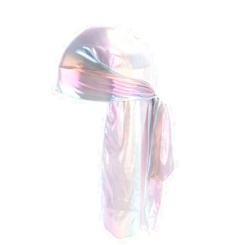 HADM Unisex Silky Durag Extra Long-Tail Headwraps Pirate Cap Turban Hat for 360 Waves, Pink, One Size