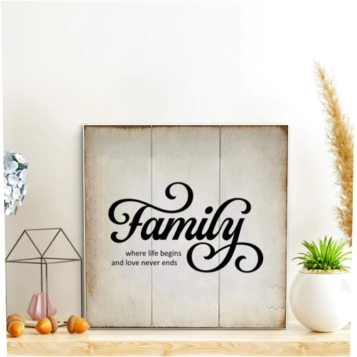 APMEXFJ Family Where Life Begins And Love Never Ends Wood Signs Rustic Wood Plaque Family Motivational Wall Art Rustic Wall Decorations for Living Room Kitchen Retro Wall Hanger 8x8 Inch