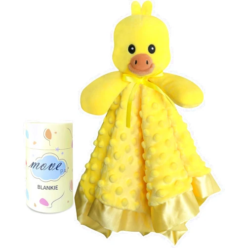MOVEPAI Loveys for Babies, Soft Baby Security Blanket Lovies for Babies, Stuffed Animals Blankie for Newborn Infant with Baby Snuggle Toy, Boys Gilrs Gifts Yellow Duck Security Blanket 16 Inch