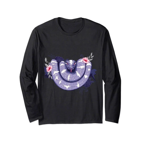 Python packy Python hand drawn snake flowers Long Sleeve T-Shirt