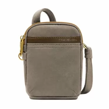 Travelon Anti-Theft Courier Mini Crossbody, Stone Gray, One Size